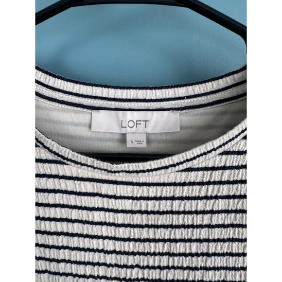 Loft Women's Black and White Stripe 3 Tiered Babydoll Swing Dress - Picture 3 of 6